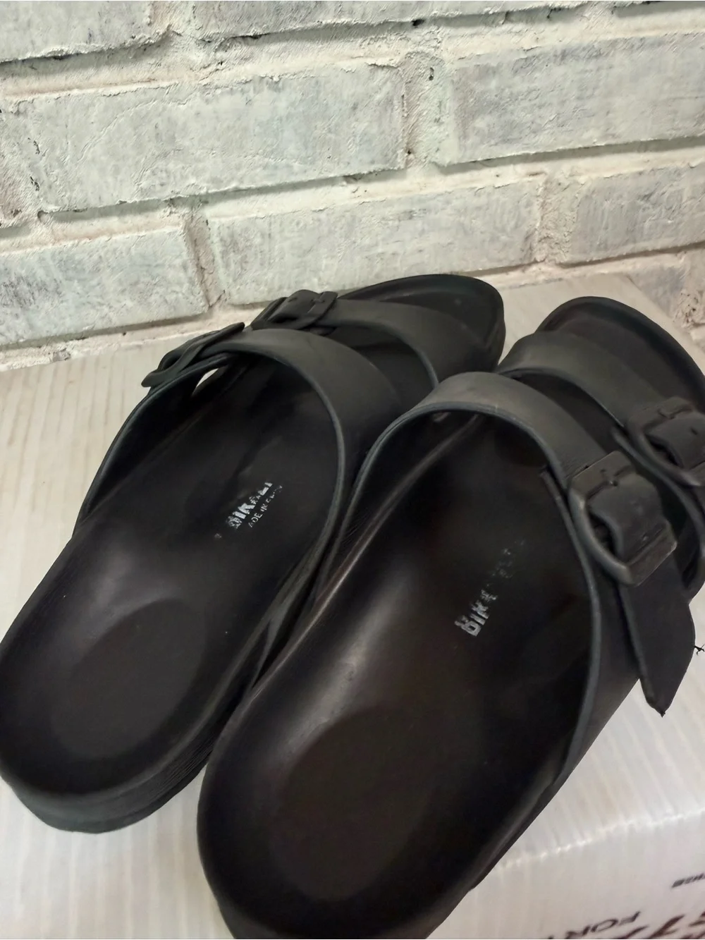 Birkenstock  Black EVA Two-Strap Slide Sandals size 40